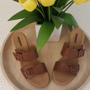 Leather slip on sandal